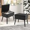 Costway 2 PCS Velvet Vanity Stools with Storage Solid Wood Legs Flip-Up Top for Entryway Black/Beige/Gray